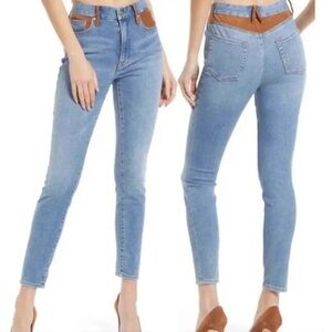 NEW Good American Western Suede Detail Jeans